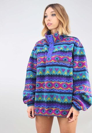 VINTAGE OVERSIZED 1/4 PATTERNED FESTIVAL FLEECE