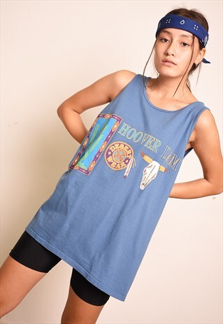 VINTAGE 90S RETRO SPORTS GRAPHIC PRINT TANK TOP TEE T-SHIRT