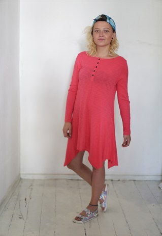 VINTAGE 90'S PINK LONG SLEEVED ASYMETRIC DRESS