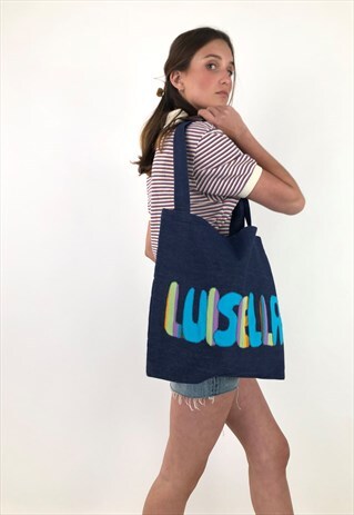 VINTAGE 70'S MAXI TOTE COTTON BAG INDENIM