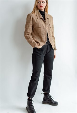 VINTAGE 70S MINIMAL FITTED BLAZER IN BROWN