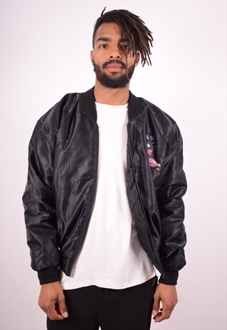 MENS VINTAGE BOMBER JACKET XL BLACK 90S