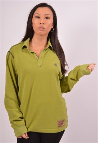 VINTAGE ADIDAS POLO SHIRT LONG SLEEVE GREEN