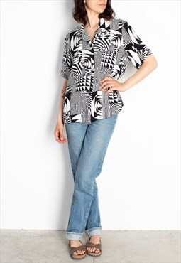 Women's Black White Escher Shirt