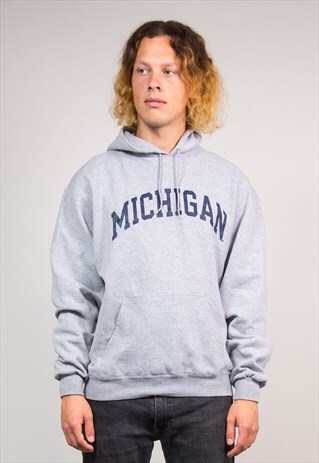 CHAMPION USA 90'S GREY MICHIGAN COLLEGE HOODIE SWEATSHIRT