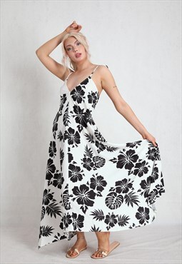Black Floral Strappy Maxi Dress