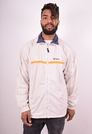 LOTTO MENS VINTAGE TRACKSUIT TOP JACKET XL WHITE 90S