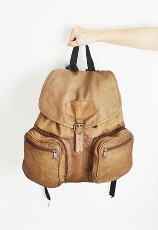 TAN LEATHER RUCKSACK BAG