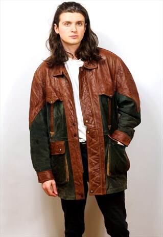1990'S VINTAGE OVERSIZED LEATHER/SUEDE COAT