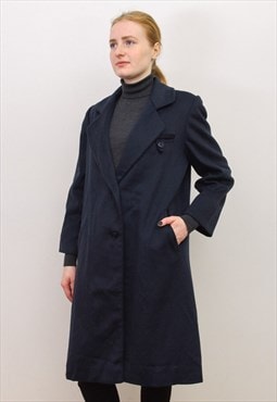 J.G.HOOK Women's L Wool Coat Overcoat Navy Made in US naval