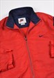 VINTAGE 90S NIKE EMBROIDERED LOGO TRACK JACKET IN RED