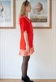 BRIGHT RED STRIPE DETAILS SHORT SLEEVE DRESS