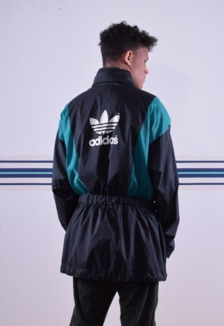 BLACK AND GREEN ADIDAS WATERPROOF COAT