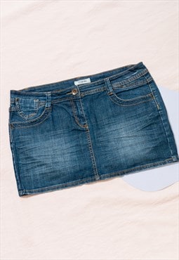 Vintage Denim Skirt Y2K Low Rise Mini in Stonewashed Jeans