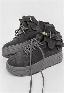 Platform high tops high fashion sneakers in velvet grey