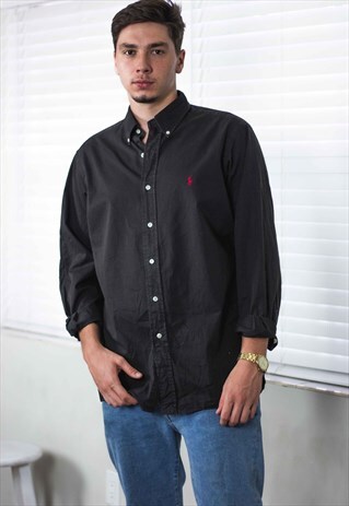 VINTAGE POLO RALPH LAUREN SHIRT LOGO 90S L 12