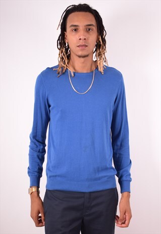 MENS VINTAGE JUMPER SWEATER MEDIUM BLUE 90S
