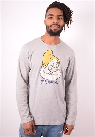 UNITED COLORS OF BENETTON MENS VINTAGE DISNEY TOP GREY 90S