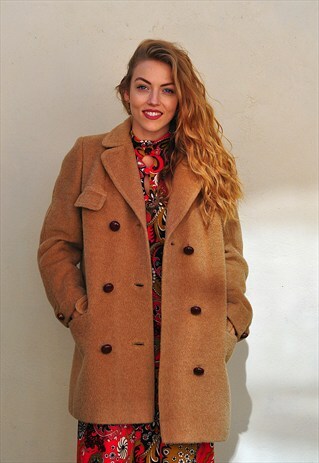 VINTAGE CAMEL DOUBLE BREASTED COAT