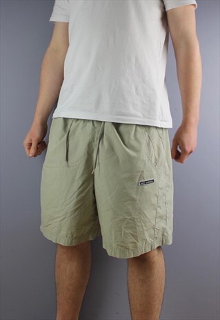 VINTAGE ADIDAS SHORTS IN BEIGE WITH POCKETS, EMBROIDERED LOG