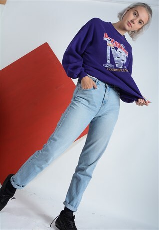 VINTAGE SWEATSHIRT PURPLE WITH GRAPHIC PRINT
