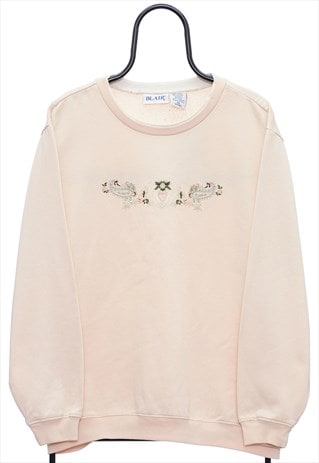 Vintage Blair Embroidered Cream Sweatshirt Womens