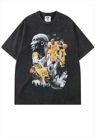 Basketball player t-shirt sports tee in vintage acid grey