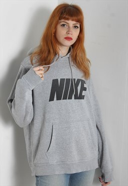 Vintage Nike Big Logo Distressed Hoodie Sweater - Grey