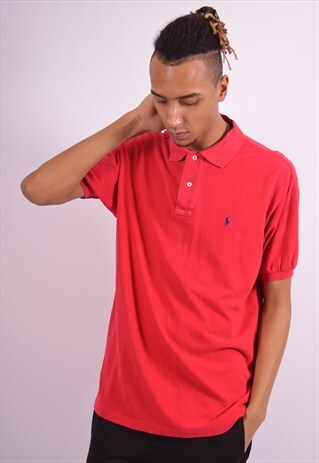 POLO RALPH LAUREN MENS VINTAGE POLO SHIRT XL RED 90S