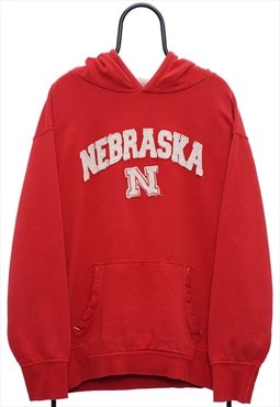 Vintage Nebraska Huskers Spellout Red Hoodie Womens