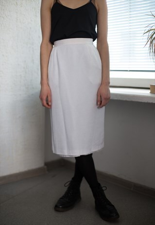 VINTAGE 60'S HIGH WAISTED MIDI SKIRT IN WHITE