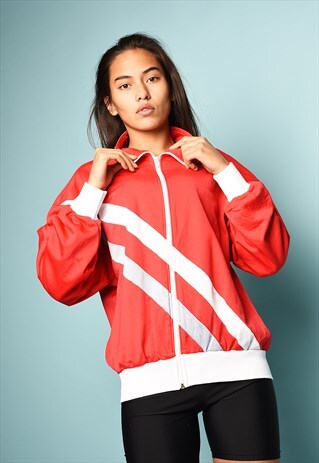 VINTAGE 80S RETRO TRACKSUIT SPORT JACKET IN RED