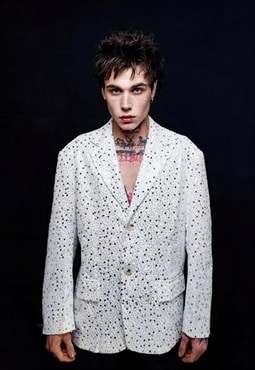 Sequin blazer formal going out embellished jacket in white