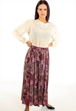 VINTAGE PATTERNED MAXI SKIRT ACSK20