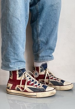 Vintage Y2K classic UK patriotic faded sneakers in tricolor