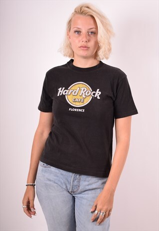 HARD ROCK CAFE WOMENS VINTAGE T-SHIRT TOP MEDIUM BLACK 90S