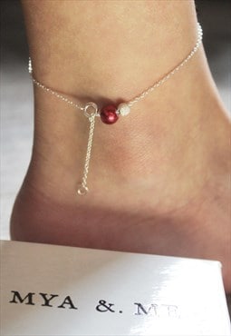 Ari Anklet 925 Sterling Silver in Red