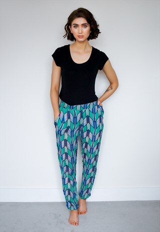 NEW GREEN AND BLUE PRINTED TROUSERS BY ZACK