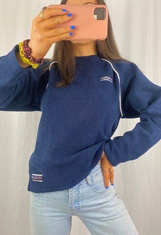 VINTAGE Y2K UMBRO NAVY FLEECE JUMPER.
