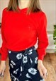1960'S VINTAGE CHERRY RED PULLOVER WITH SCALLOPED COLLAR 