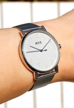 Retro Number Silver Mesh Watch