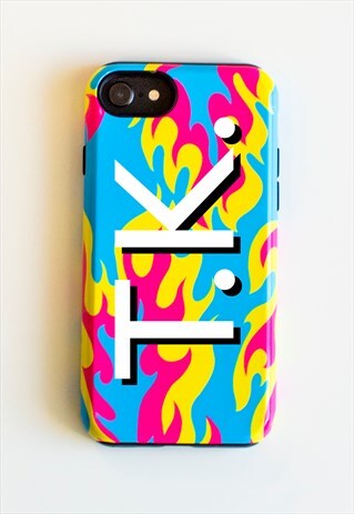 FLAME PHONE CASE PERSONALISED - 2 LETTER LANDSCAPE