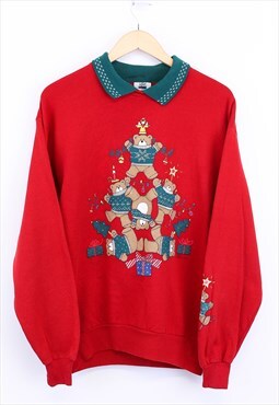 Vintage Christmas Sweatshirt Red With Decoration Graphic 