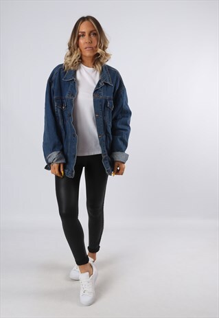 DENIM JACKET OVERSIZED FITTED VINTAGE UK 18 - 20 (34C)