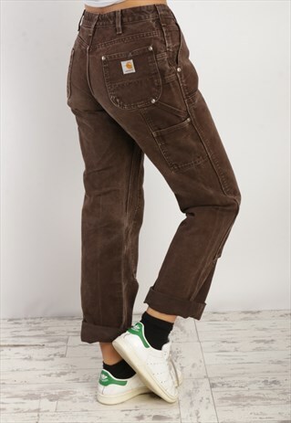 CARHARTT DOUBLE FRONT DUCK TROUSERS IN BROWN X195