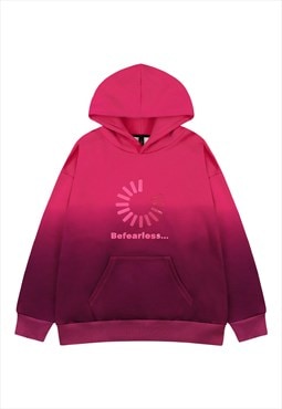 Tie-dye hoodie fearless slogan patch pullover gradient top