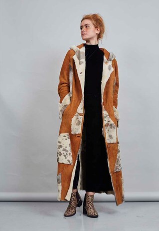 VINTAGE TOP END 90'S HOODED SHEEPSKIN MAXI COAT