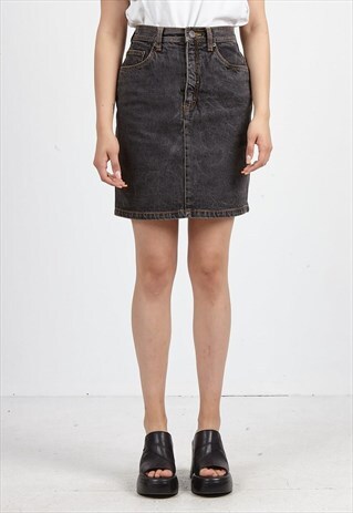 VINTAGE DARK GREY ESPRIT DENIM MINI SKIRT