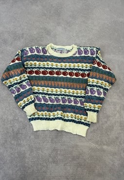 Vintage Knitted Jumper Vegetable and Fruit Patterned Knit