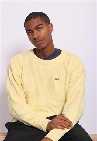 VINTAGE LACOSTE LOGO KNIT JUMPER YELLOW